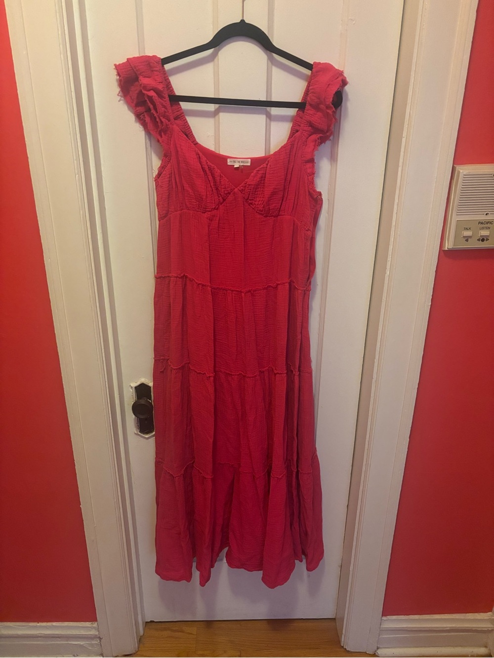 Pink Ruffle Strap Maxi Dress - Women